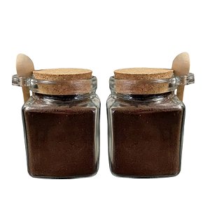 Porta Condimentos De Vidro Colher Bambu E Tampa Rolha 310ml Lyor