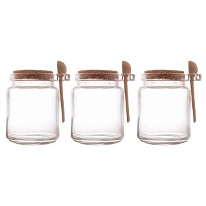 Pote Vidro Tempero Tampa Rolha C/ Colher Bambu 240ml Lyor