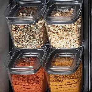 Porta Temperos E Condimentos Kit c/8 Potes Acrilico Hermetico Suporte De Gaveta Cozinha