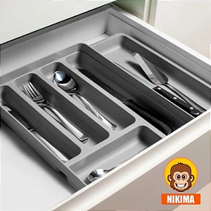 Kit Organizador Gavetas Talheres + Extensor Porta Faca Logic