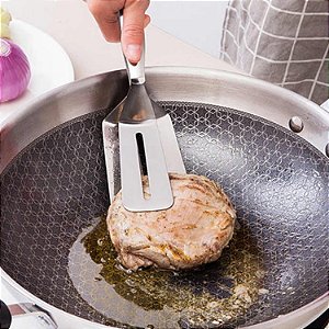Pegador Aço Inox Lyor Para Carne Churrasco Pizza Massas e Saladas Cozinha