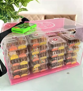 Expositor Acrilico Rosa 40 Caixinhas Da Felicidade, Bolo Pote, Copos