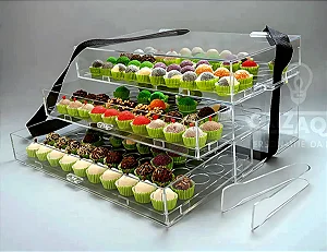 Expositor acrílico para 150 brigadeiros Nº5 C/Alça e Pegador