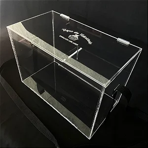 Expositor Acrilico Cristal 56 Caixinhas Felicidade com tampa, alça e logo