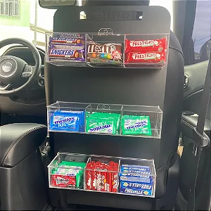 Expositor Doces 9 Div Tampa E Porta Cadeado P/ Uber 99 Táxi