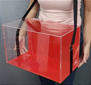 Expositor Acrílico Vermelho 56 Caixinhas Bolo Pote Copo Doce
