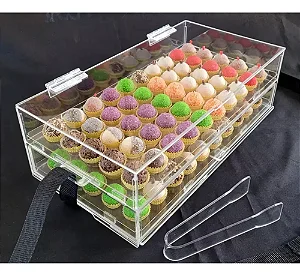 Expositor Acrílico Cristal 100 Brigadeiros N5, Alça, Logo