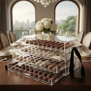 Expositor Acrilico Rosa Para 200 Brigadeiros