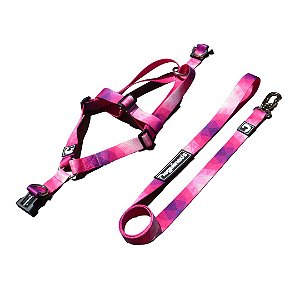 Kit Peitoral Step in + guia - Rosa degradê