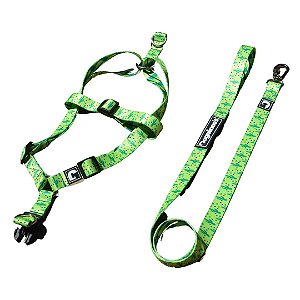 Kit Peitoral Step in + guia para cães - Cacto