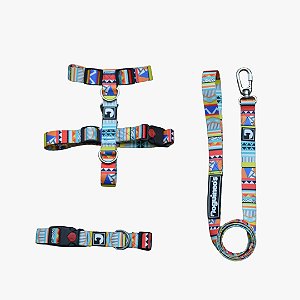 Kit Peitoral H + Guia + Coleira para cães - Tribo