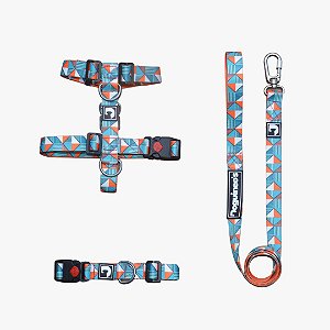 Kit Peitoral H antipuxão + Guia + Coleira para cães - Honey