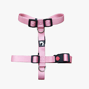 Peitoral H + Guia para cães - Rosa claro