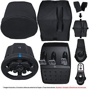 Capas p/ Volante, Base e Pedais G25 / G27 + Capa p/ Câmbio Logitech -  Qualidade e Proteção em Capas