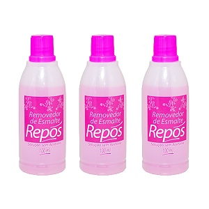 Kit Removedor de Esmalte Repos 100ml sem acetona Rosa- 3UN