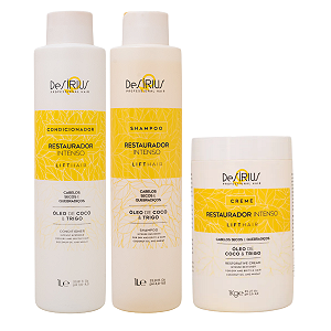 Kit Shampoo + Condicionador 1L + Creme Restaurador Intenso 1kg