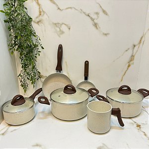 Jogo de Panelas Brinox Cerâmica 6Pçs Vanilla