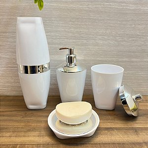 Kit Banheiro Bancada Premium Branco Uz 4Pçs