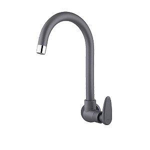 Torneira Parede Bica Móvel Cinza Fosco Allure Décore Viqua