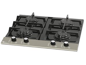 Cooktop Fischer 4 Queimadores Vidro Preto Aço Escovado Bivolt