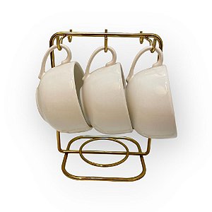 Suporte Porta Xicara de Chá Dourado Future