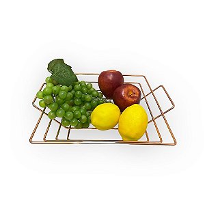 Fruteira de Mesa Quadrada Reforçada Rose Gold Arthi