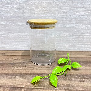 Porta Tempero/Condimentos Vidro Bancada Bambu 550ml Plasvale