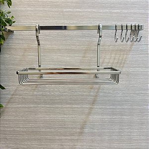 Kit Barra Cozinha 45cm + Suporte Cromado 2Pçs Future