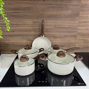 Jogo de Panelas Cerâmica Indução 5pçs Vanilla Brinox