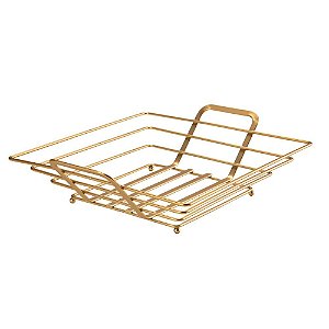 Fruteira de Mesa Bancada Quadrada Dourado Fosco Arthi