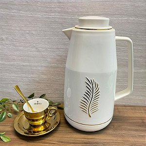 Bule Garrafa Térmica  Chá / Café Tarsila Branco Dourado 1L