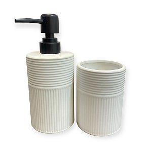 Kit Banheiro Bancada Cerâmica Branco Fosco Dolce Home 2pçs