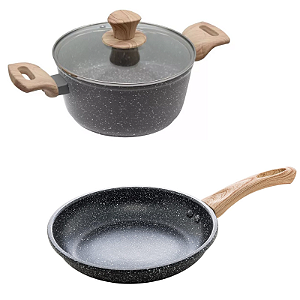 Kit de Panela + Frigideira Cerâmica Indução Antiaderente 2Pçs Dolce Home