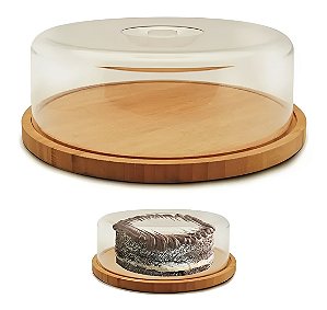 Queijeira / Boleira Redonda Com Tampa Bambu Mimo Ecokitchen