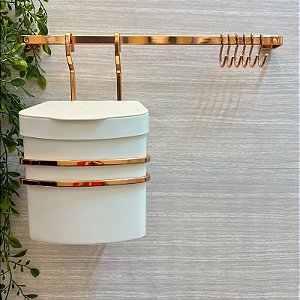 Kit Barra Cozinha 45cm + Suporte com Lixeira Branca / Preta 2Pçs Future