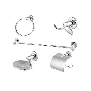 Kit Banheiro Parede Parafusar 5Pçs Cromado Kitinox