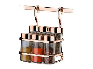 Porta Temperos com Suporte para Barra 7Pçs