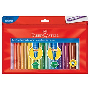 Canetinha Hidrográfica Faber Castell Vai e Vem 24 Cores