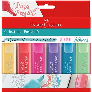 Marca Texto Faber Castell Textliner 46 Pastel 6 Cores