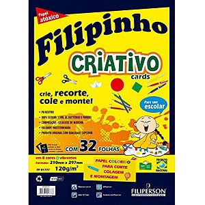 Bloco Filipinho Criativo Cards A4 8 Cores 120g/m² 32 Folhas