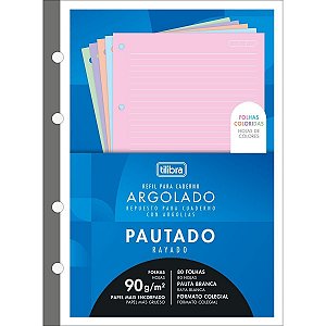 Bloco Refil para Fichário Tamanho Colegial Tilibra Colorido 90g/m² 80 Folhas