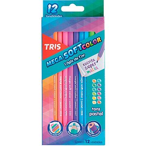 Lápis de Cor Tris Mega Soft Color Tons Pastel 12 Cores