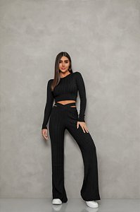 CONJUNTO ROMÊNIA TRICÔ TWIST - PRETO