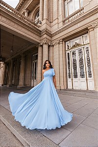VESTIDO BUENOS AIRES UM OMBRO - AZUL SERENITY