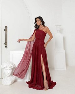 VESTIDO MALIBU  UM OMBRO - MARSALA