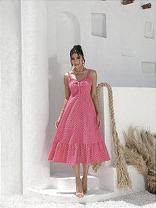 VESTIDO MIDI EM LAISE FLORENCE - ROSA