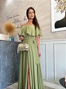VESTIDO KAREN LONGO - VERDE OLIVA