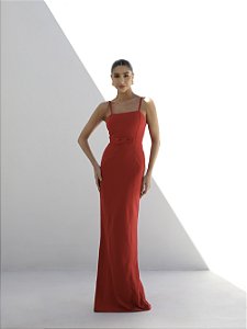 VESTIDO BÁRBARA LONGO LAÇO - VERMELHO