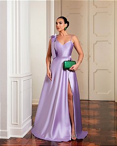 VESTIDO LONGO FESTA EM ZIBELINE VITÓRIA - LAVANDA