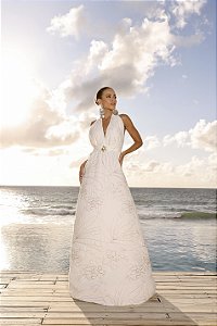 VESTIDO LONGO BORDADO SUMMER - OFF WHITE